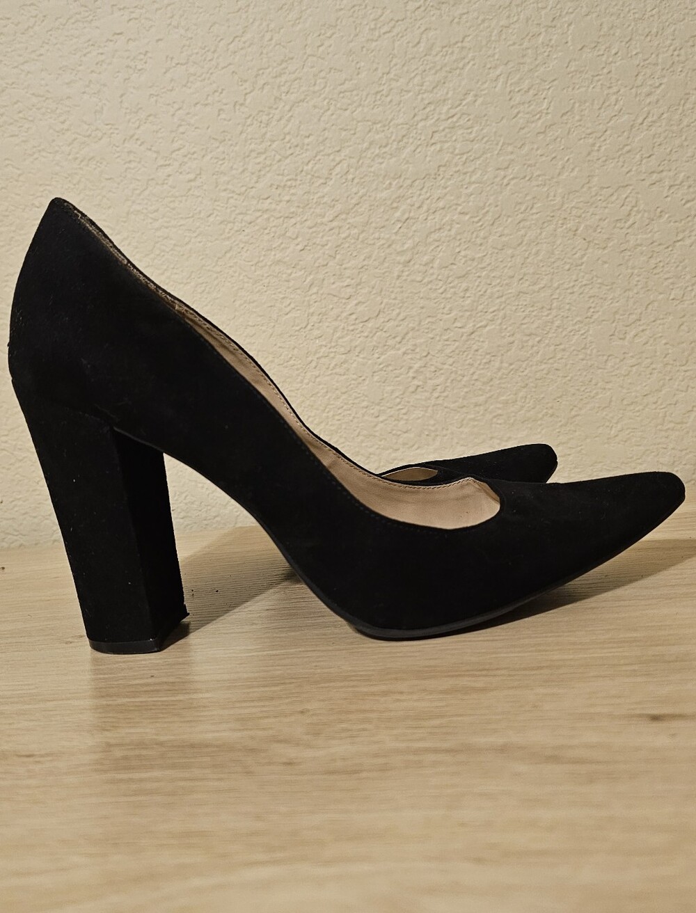 Classic Black Suede Pointed-Toe High Heels - Women